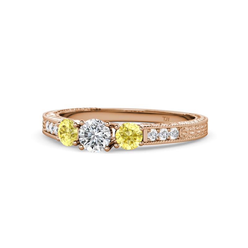Ayaka Diamond and Yellow Sapphire Three Stone Engagement Ring 