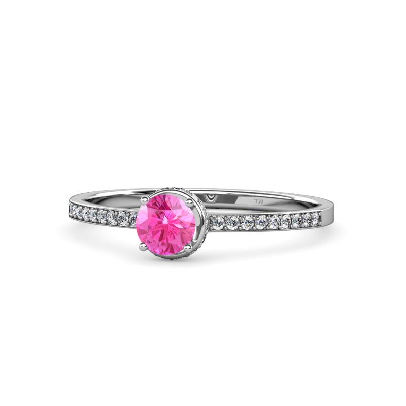 Irene Pink Sapphire and Diamond Halo Engagement Ring 