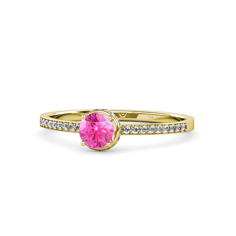 Irene Pink Sapphire and Diamond Halo Engagement Ring 
