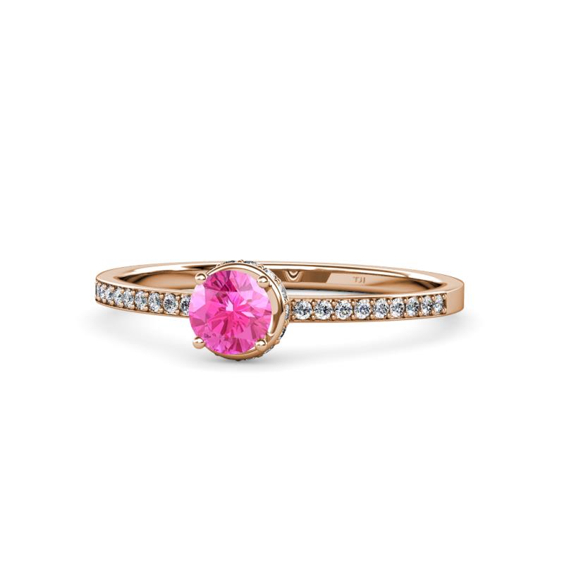 Irene Pink Sapphire and Diamond Halo Engagement Ring 