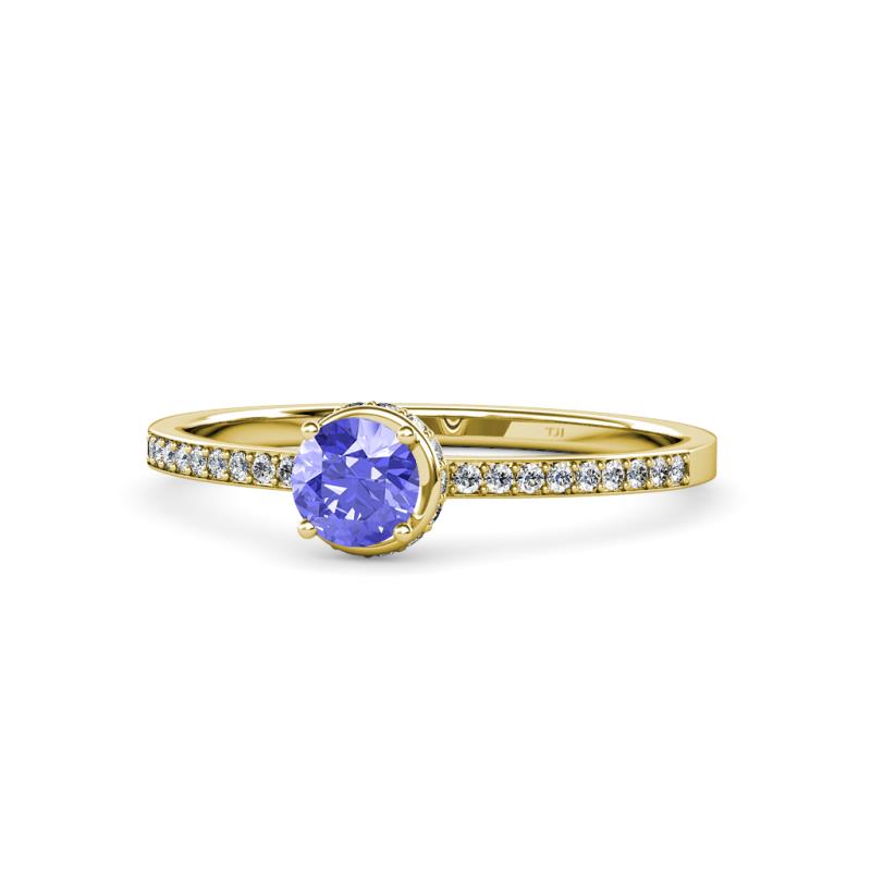 Irene Tanzanite and Diamond Halo Engagement Ring 