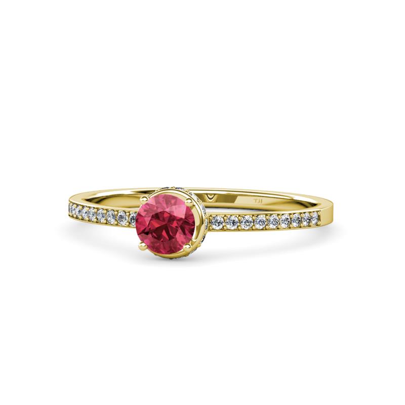Irene Rhodolite Garnet and Diamond Halo Engagement Ring 