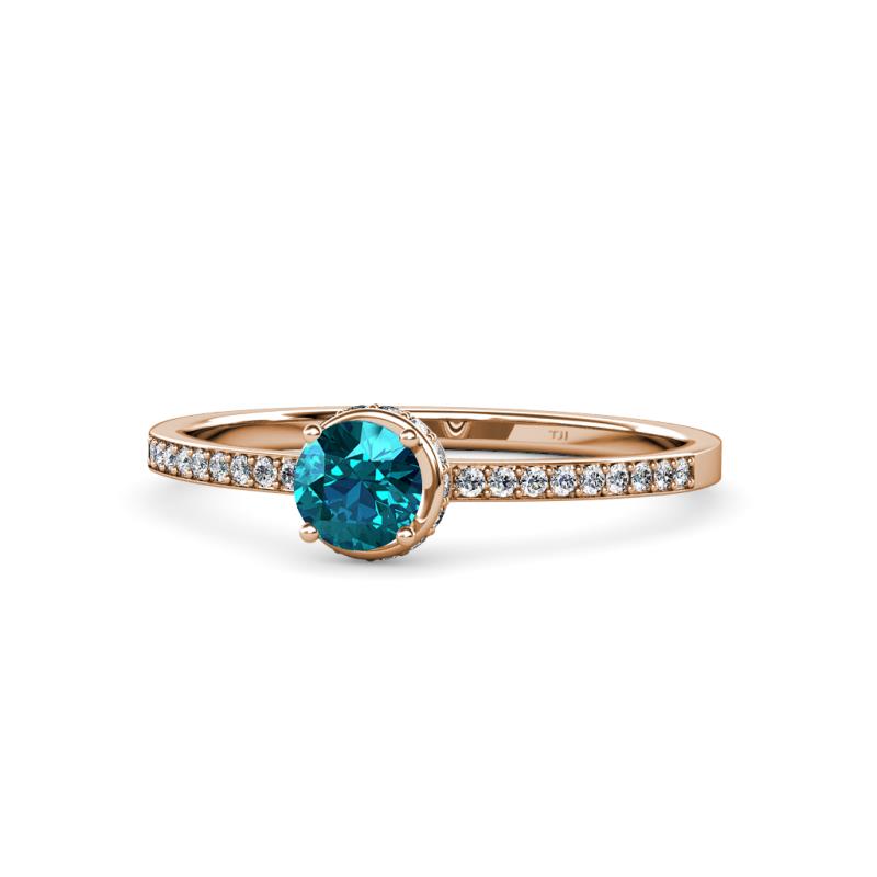 Irene London Blue Topaz and Diamond Halo Engagement Ring 