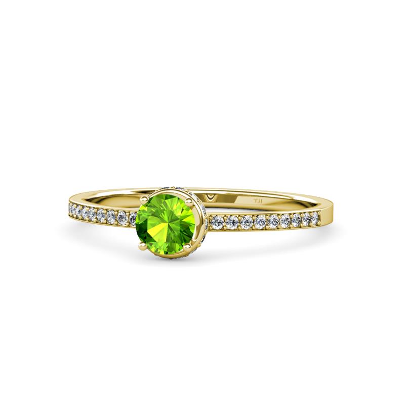 Irene Peridot and Diamond Halo Engagement Ring 
