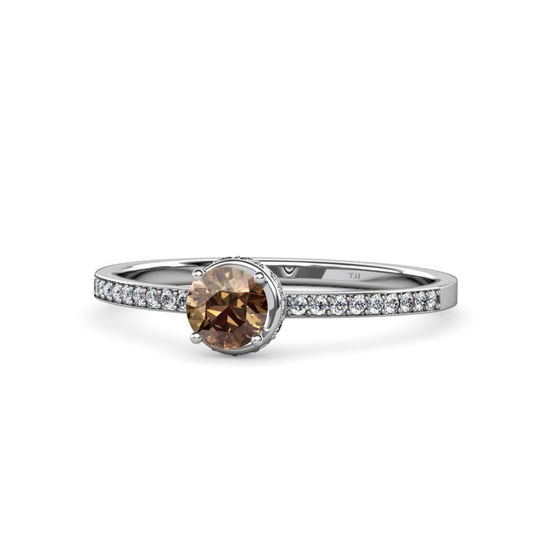 Irene Smoky Quartz and Diamond Halo Engagement Ring  