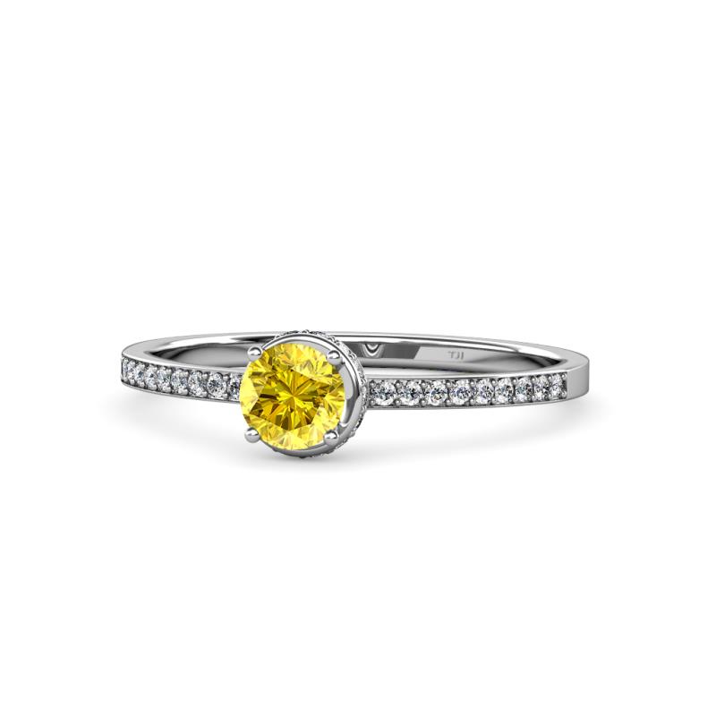 Irene Yellow Sapphire and Diamond Halo Engagement Ring 