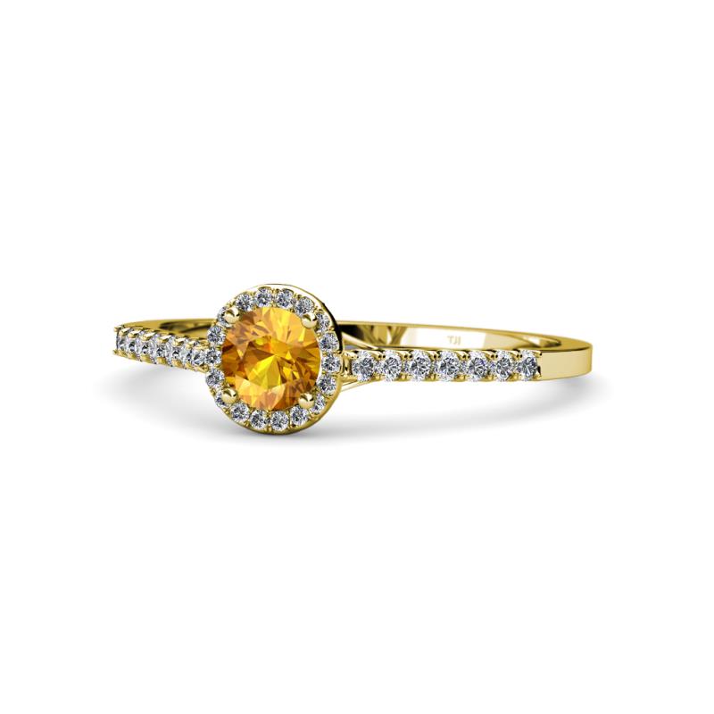 Cyra Citrine and Diamond Halo Engagement Ring 