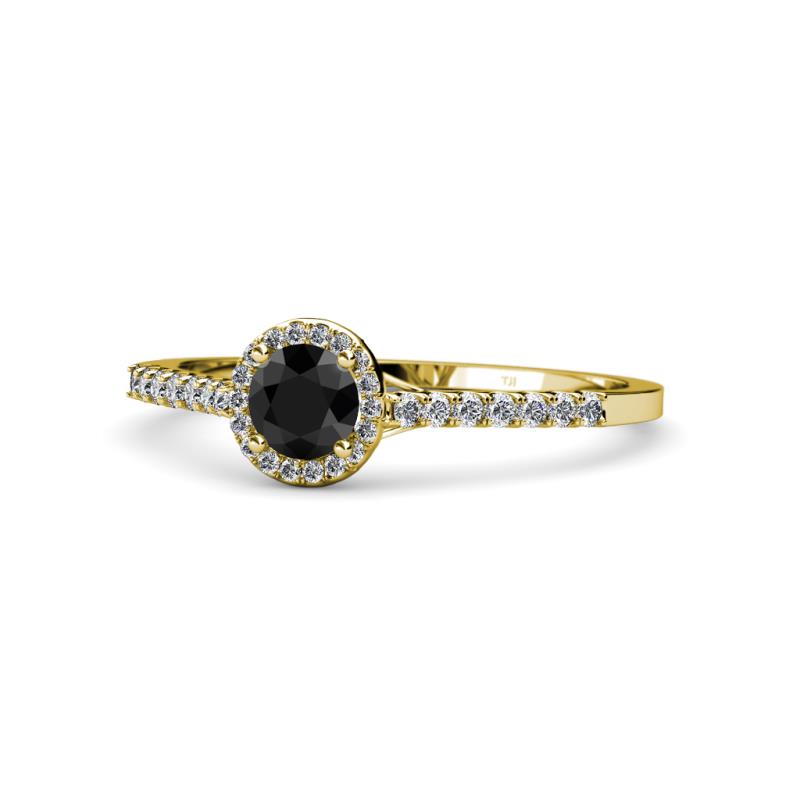 Cyra Black and White Diamond Halo Engagement Ring 