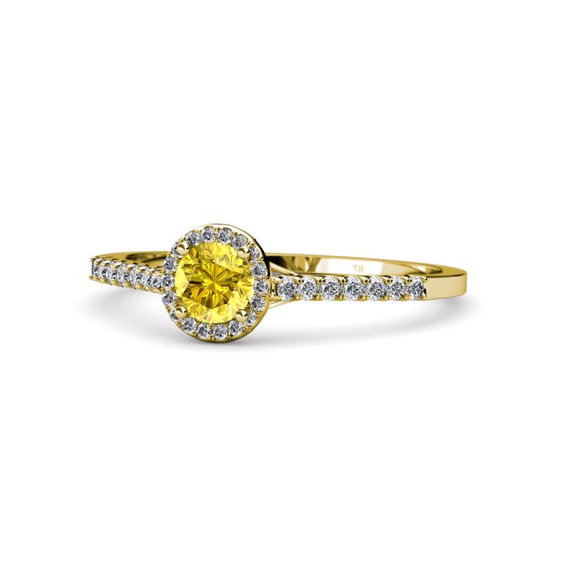 Cyra Yellow Sapphire and Diamond Halo Engagement Ring 