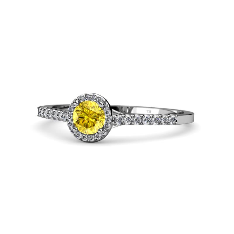 Cyra Yellow Sapphire and Diamond Halo Engagement Ring 