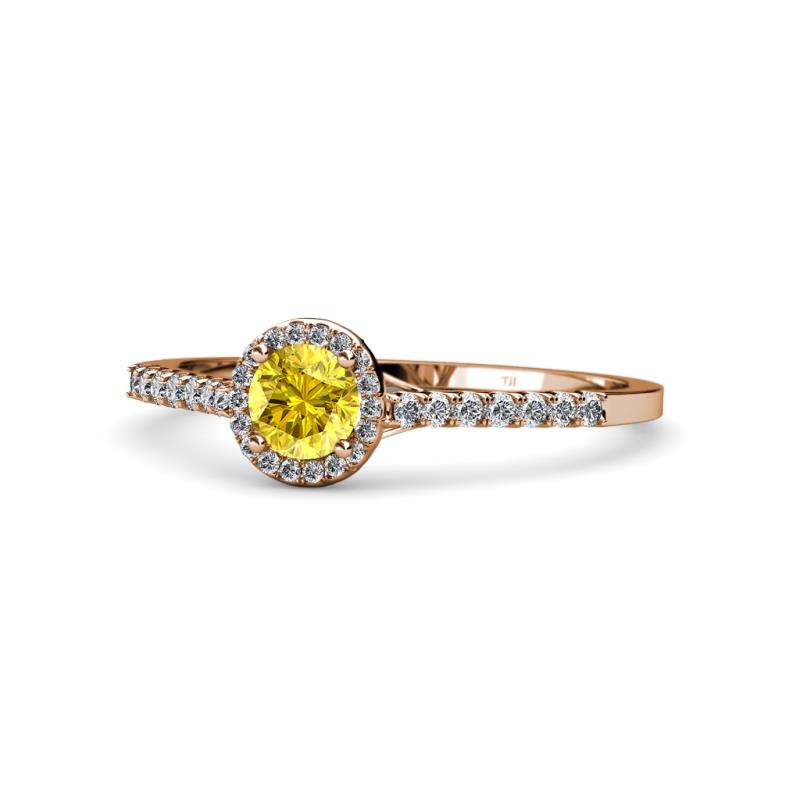 Cyra Yellow Sapphire and Diamond Halo Engagement Ring 