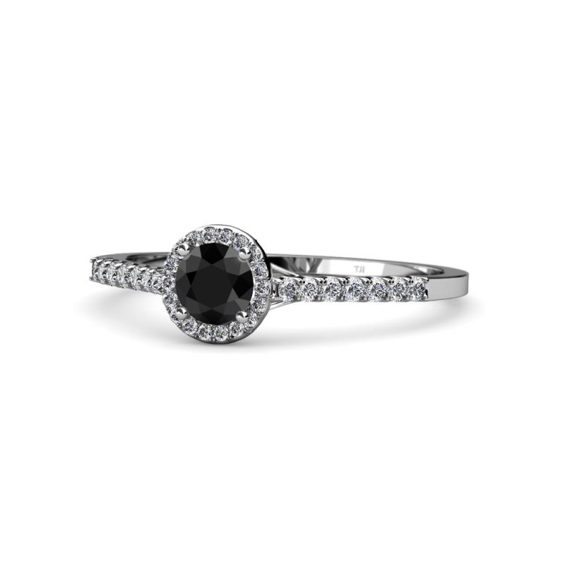 Cyra Black and White Diamond Halo Engagement Ring  