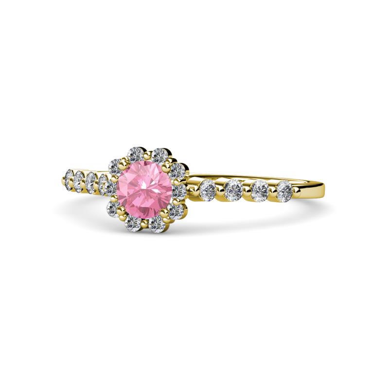 Fiore Pink Tourmaline and Diamond Halo Engagement Ring 