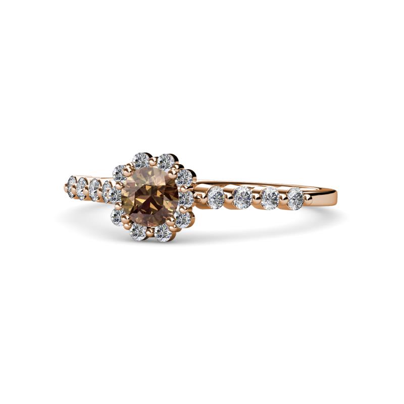 Fiore Smoky Quartz and Diamond Halo Engagement Ring 