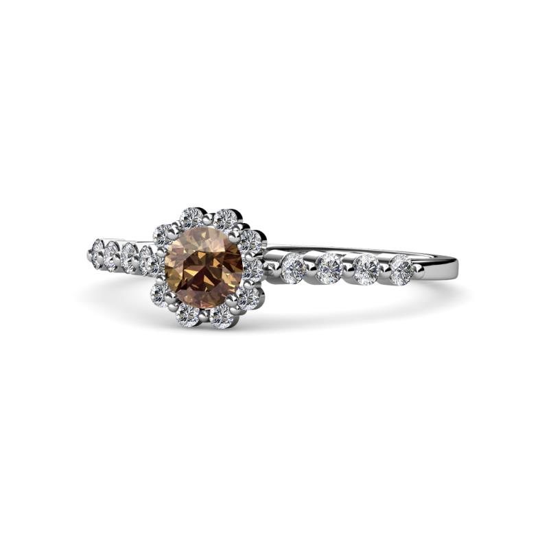 Fiore Smoky Quartz and Diamond Halo Engagement Ring 
