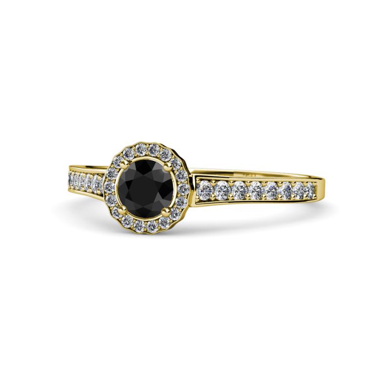 Arael Black and White Diamond Halo Engagement Ring 