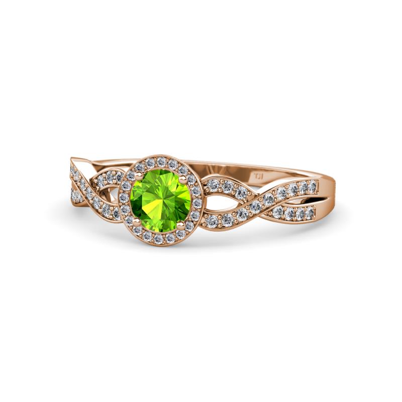 Alita Peridot and Diamond Halo Engagement Ring 