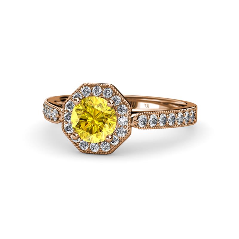 Aura Yellow Sapphire and Diamond Halo Engagement Ring 