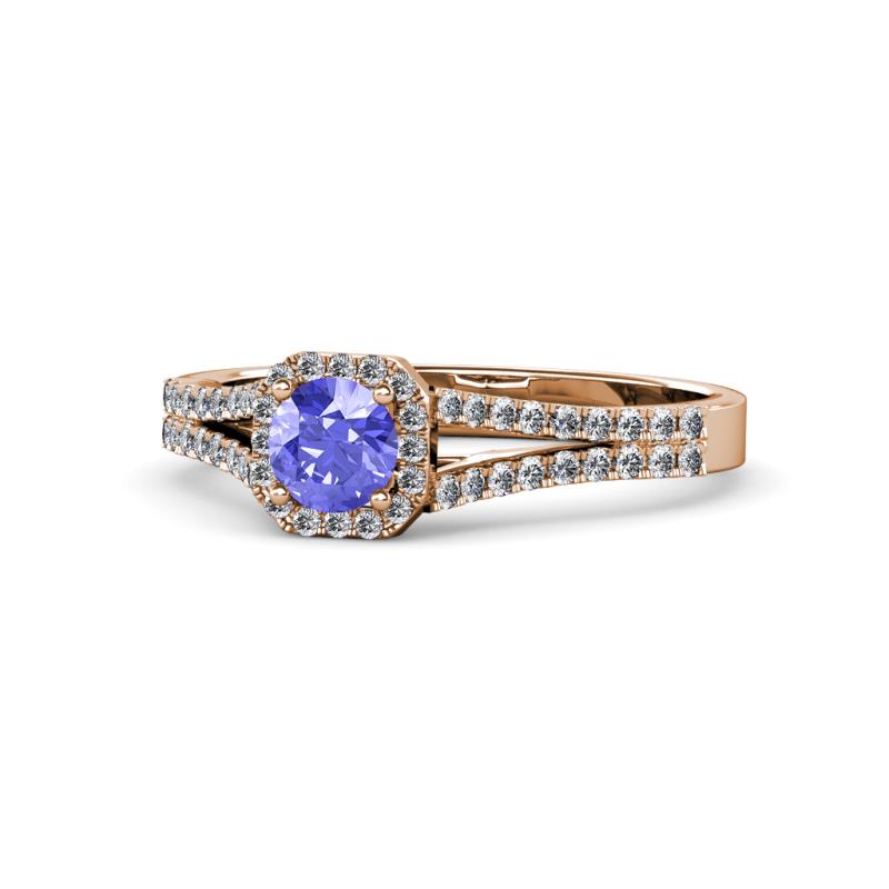 Roial Tanzanite and Diamond Halo Engagement Ring 