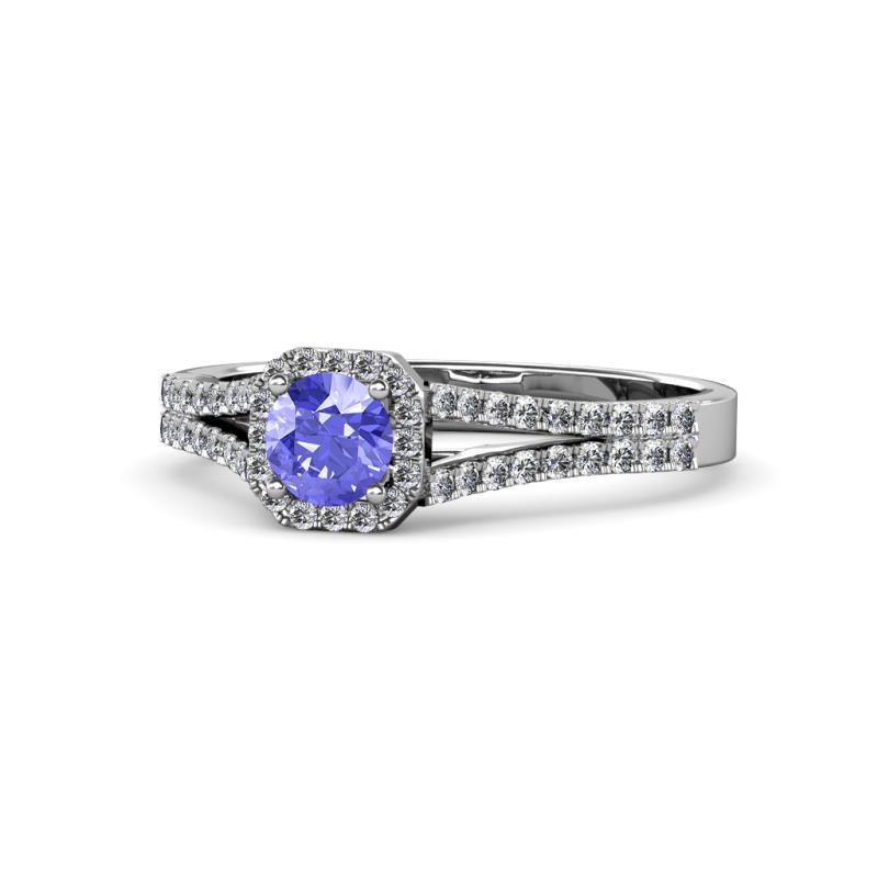 Roial Tanzanite and Diamond Halo Engagement Ring 