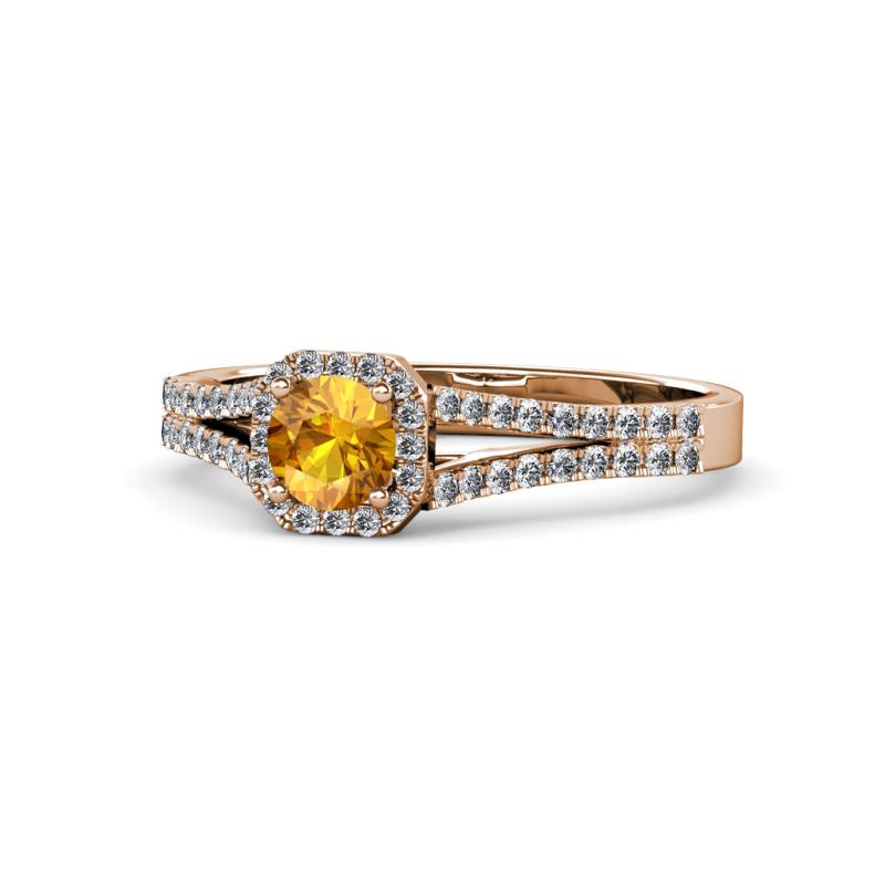 Roial Citrine and Diamond Halo Engagement Ring 