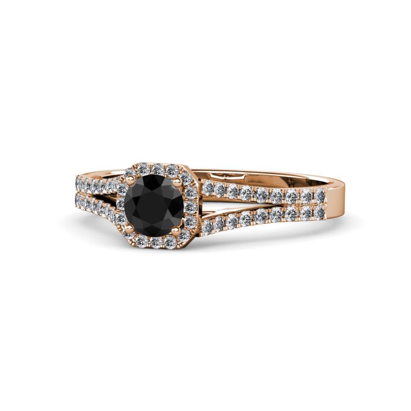Roial Black and White Diamond Halo Engagement Ring 