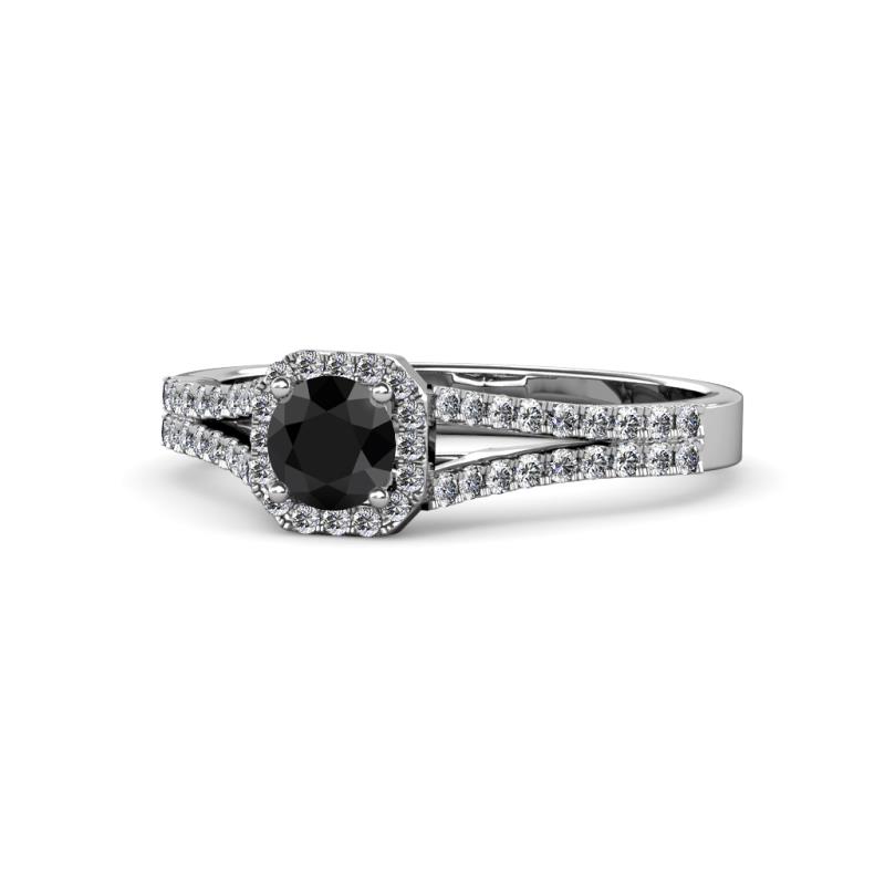 Roial Black and White Diamond Halo Engagement Ring 