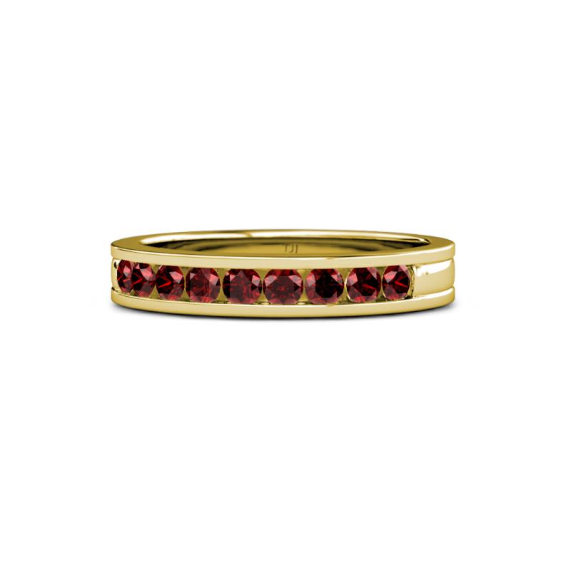 Vanna 2.20 mm Red Garnet 9 Stone Wedding Band 
