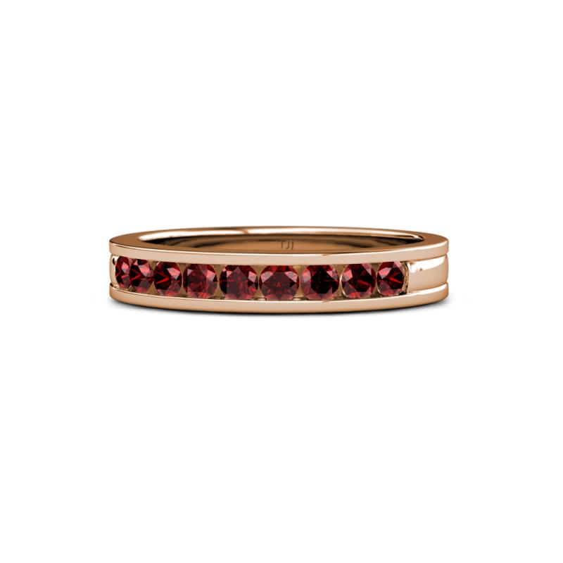 Vanna 2.20 mm Red Garnet 9 Stone Wedding Band 