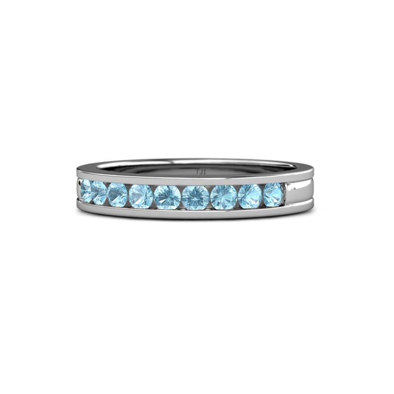 Vanna 2.20 mm Aquamarine 9 Stone Wedding Band 