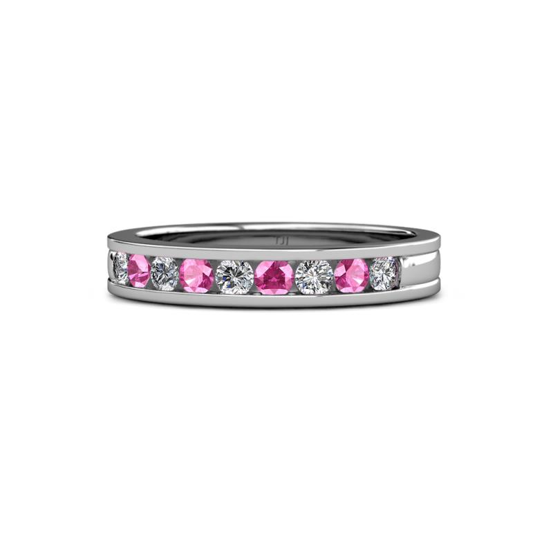 Vanna 2.20 mm Pink Sapphire and Diamond 9 Stone Wedding Band 