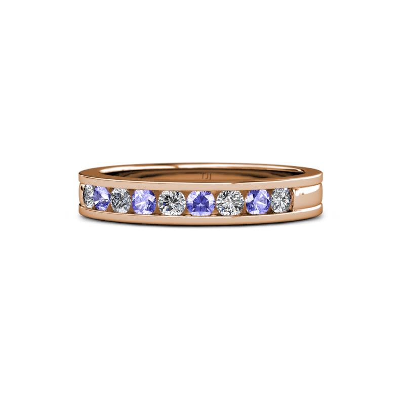 Vanna 2.20 mm Tanzanite and Diamond 9 Stone Wedding Band 