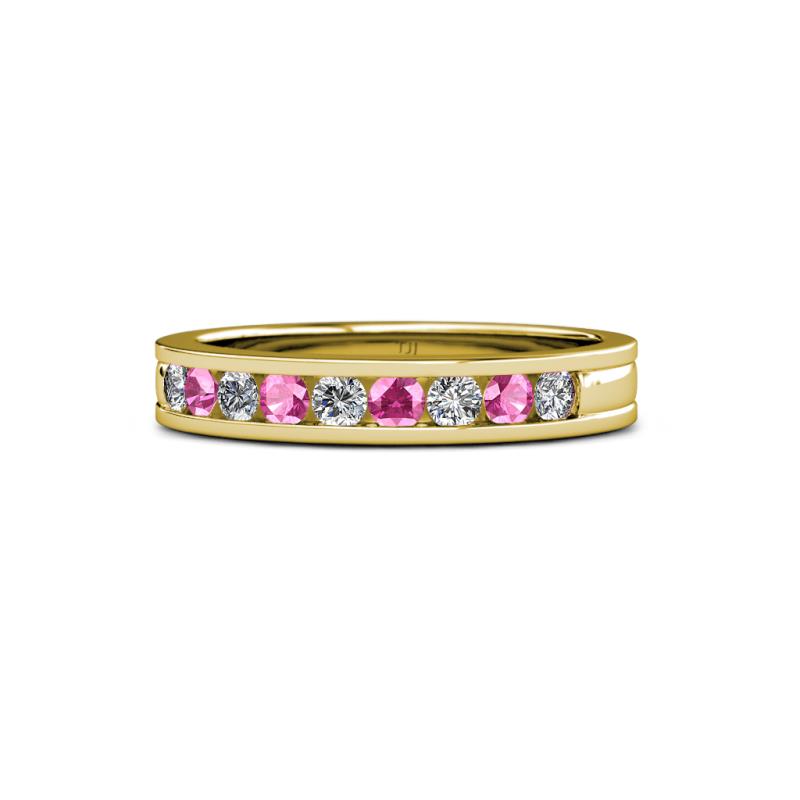 Vanna 2.20 mm Pink Sapphire and Diamond 9 Stone Wedding Band 