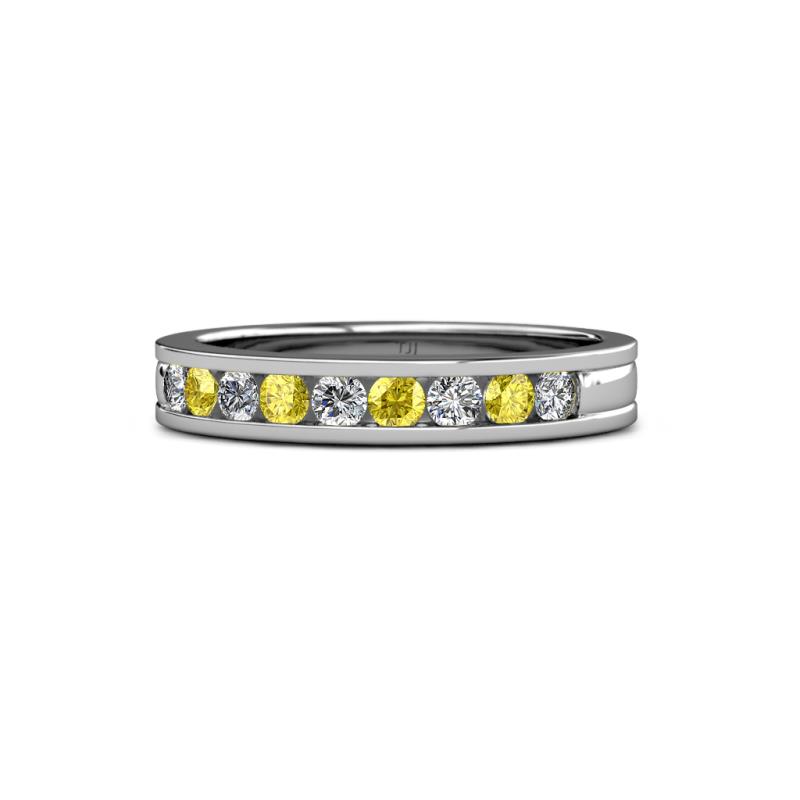 Vanna 2.20 mm Yellow Sapphire and Diamond 9 Stone Wedding Band 
