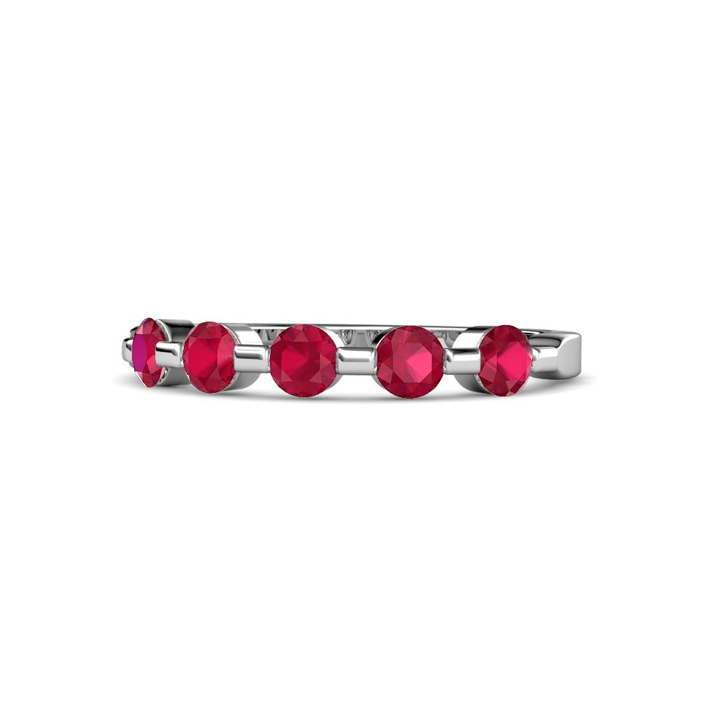 Keva 3.40 mm Ruby 5 Stone Wedding Band 