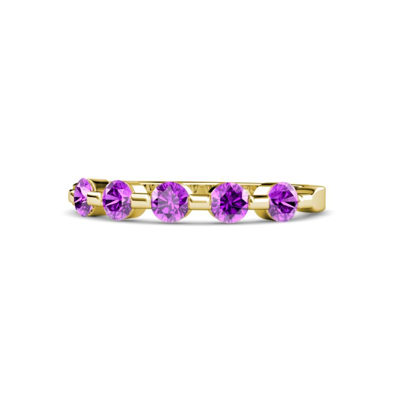 Keva 3.40 mm Amethyst 5 Stone Wedding Band 