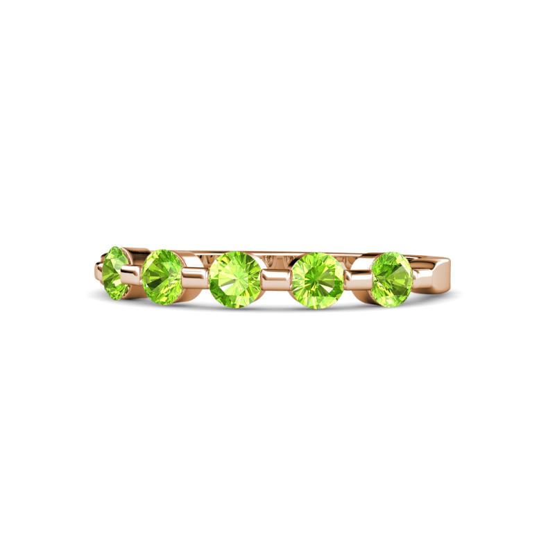 Keva 3.40 mm Peridot 5 Stone Wedding Band 