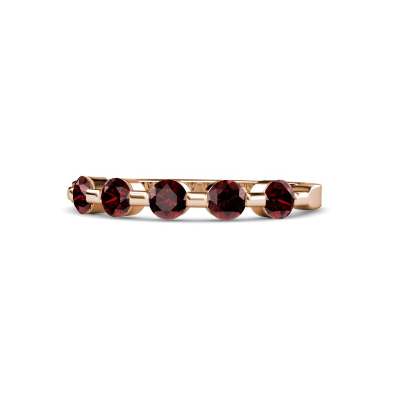 Keva 3.40 mm Red Garnet 5 Stone Wedding Band 