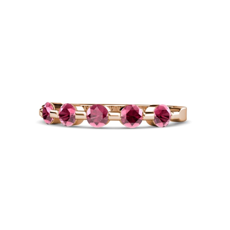 Keva 3.40 mm Rhodolite Garnet 5 Stone Wedding Band 