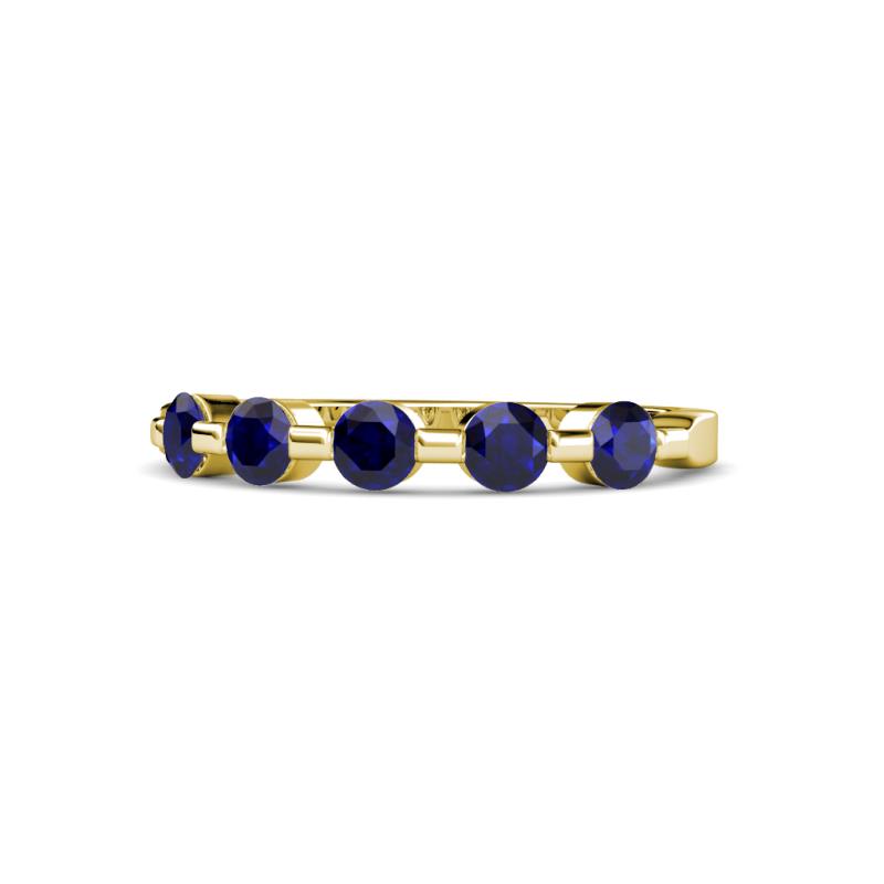 Keva 3.40 mm Blue Sapphire 5 Stone Wedding Band 