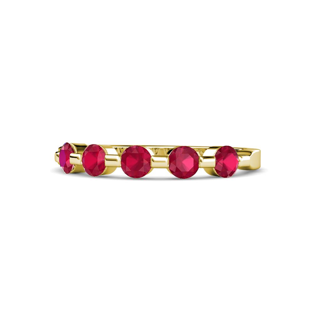 Keva 3.40 mm Ruby 5 Stone Wedding Band 