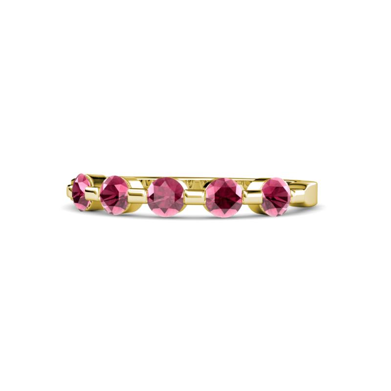 Keva 3.40 mm Rhodolite Garnet 5 Stone Wedding Band 