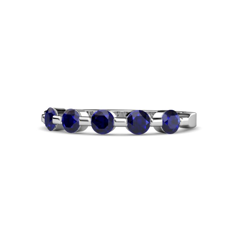 Keva 3.40 mm Blue Sapphire 5 Stone Wedding Band 