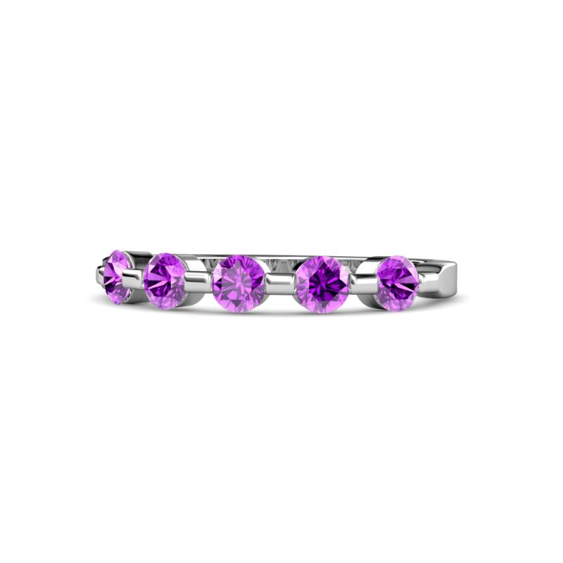 Keva 3.40 mm Amethyst 5 Stone Wedding Band 