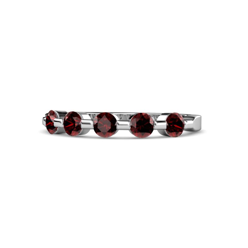 Keva 3.40 mm Red Garnet 5 Stone Wedding Band 
