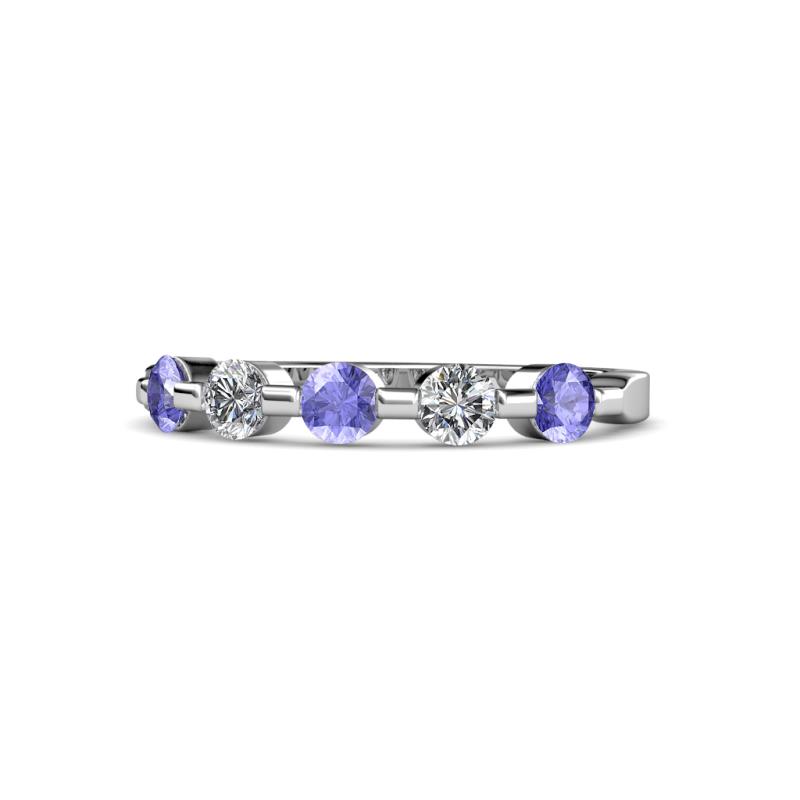 Keva 3.40 mm Tanzanite and Diamond 5 Stone Wedding Band 