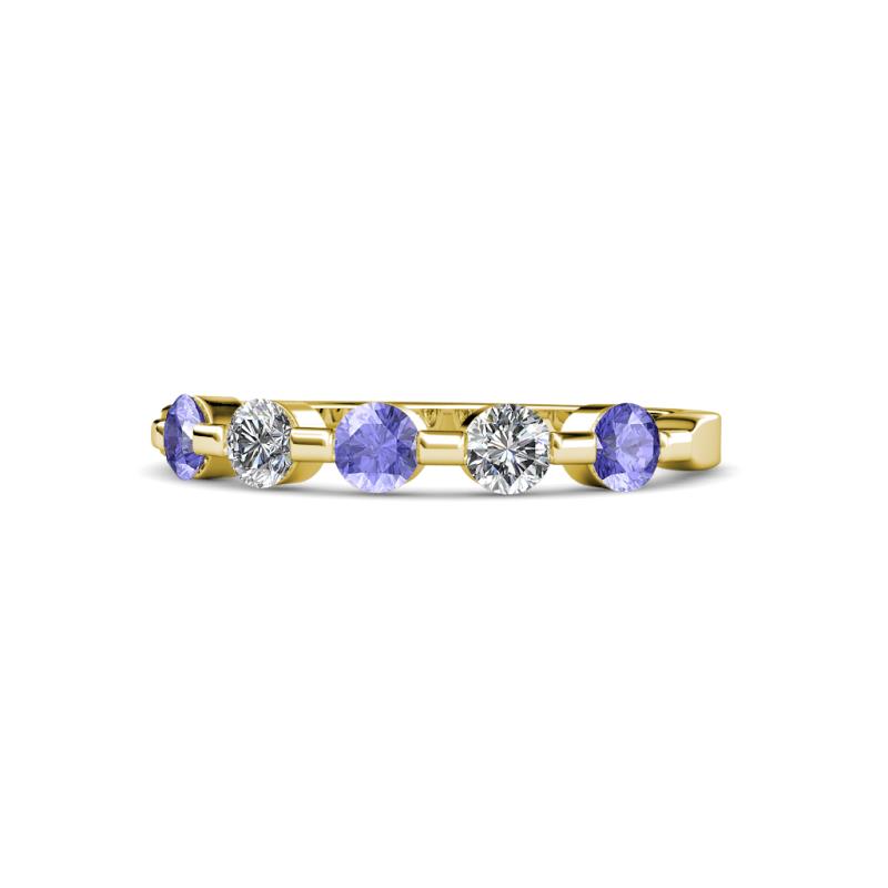 Keva 3.40 mm Tanzanite and Diamond 5 Stone Wedding Band 