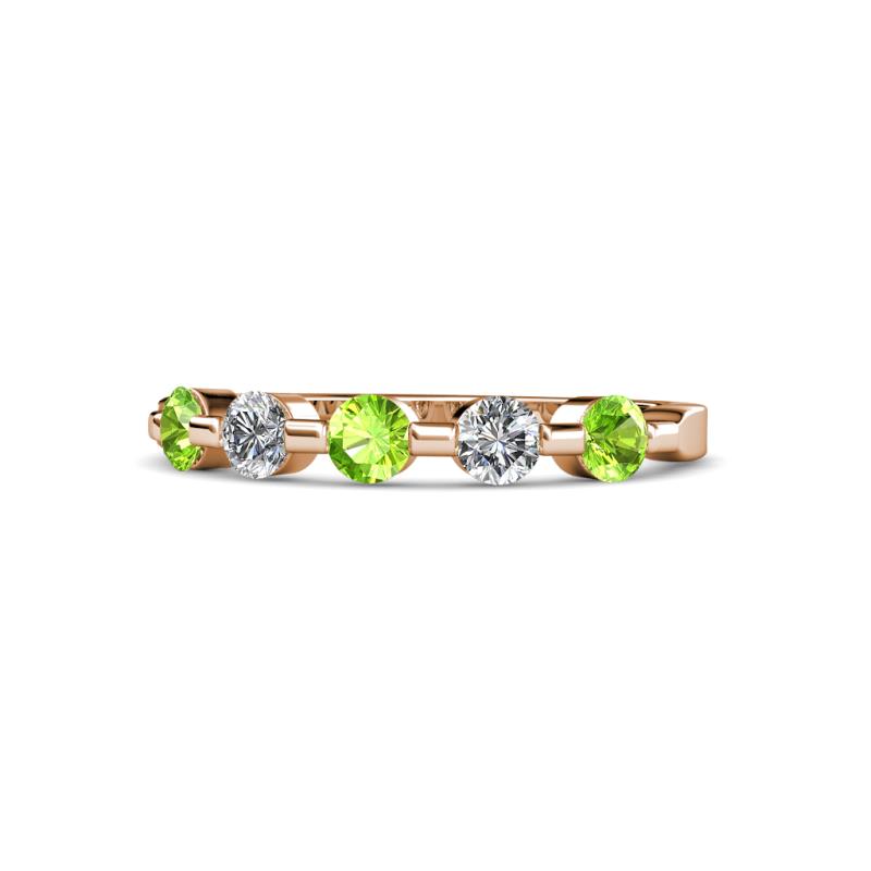 Keva 3.40 mm Peridot and Diamond 5 Stone Wedding Band 