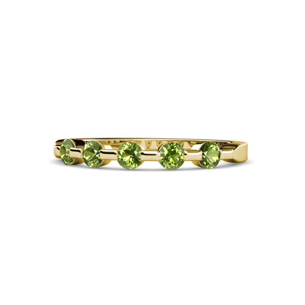 Keva 3.00 mm Peridot 5 Stone Wedding Band 