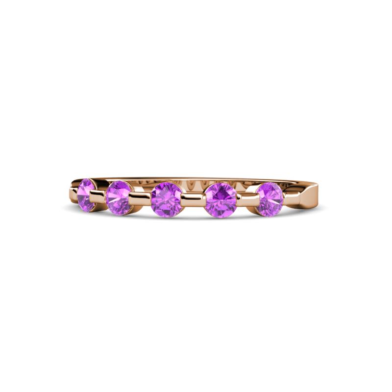 Keva 3.00 mm Amethyst 5 Stone Wedding Band 